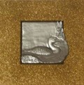 Loon, pewter on gold